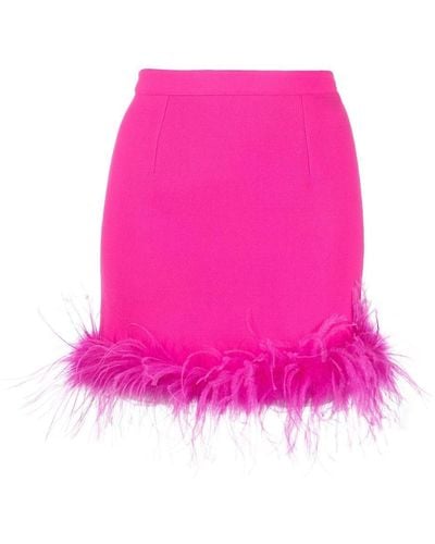 Styland Feather-trimmed Mini Skirt - Pink