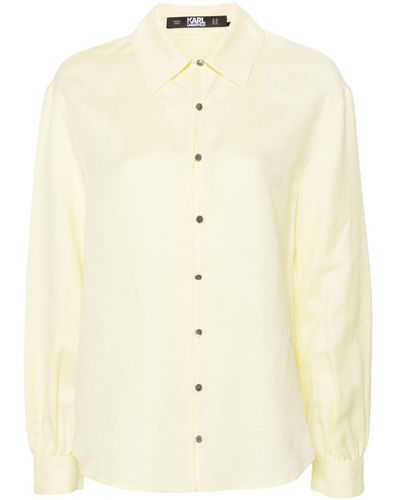 Karl Lagerfeld Classic-collar Buttoned Shirt - Natural