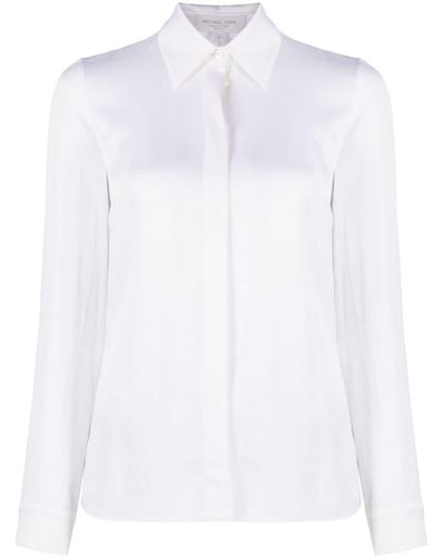 Michael Kors Hansen Charmeuse Long-sleeve Shirt - White