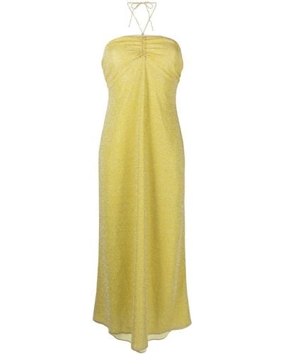Oséree Lumière Halterneck Midi Dress - Yellow