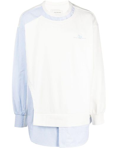 Feng Chen Wang Patchwork Stripe-print Sweatshirt - White