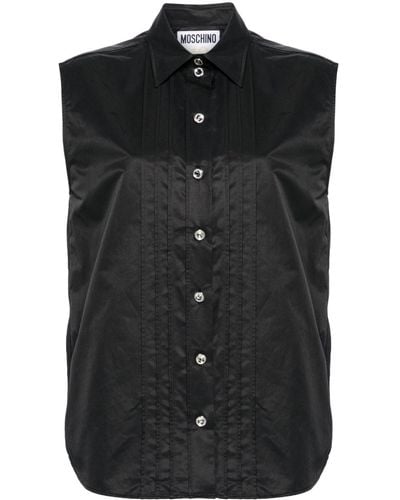 Moschino Crystal-buttons Sleeveless Shirt - Black