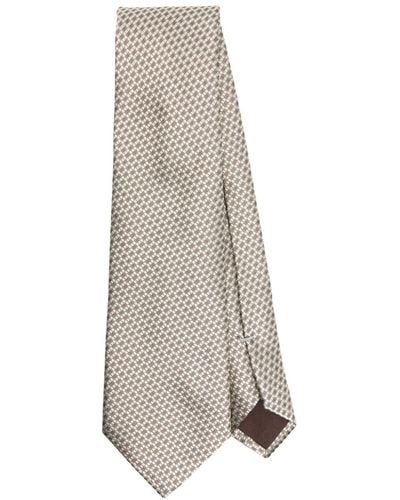 Canali Pattern-jacquard Silk Tie - White