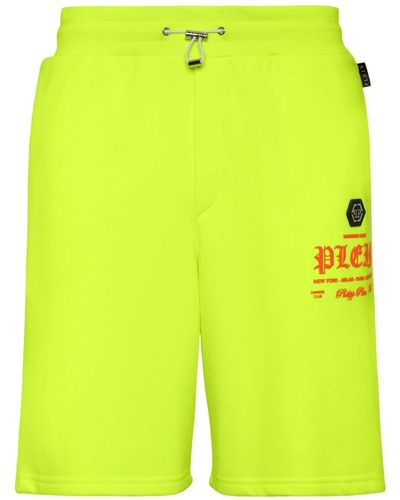 Philipp Plein Pantalones cortos de chándal con logo en relieve - Verde