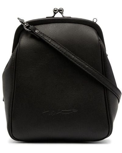 discord Yohji Yamamoto Logo-embossed Leather Shoulder Bag - Black