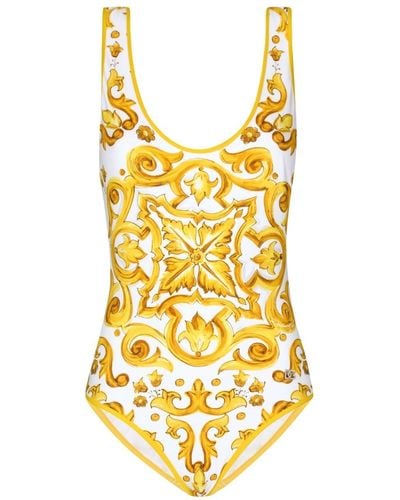 Dolce & Gabbana Majolica One-piece Swuimsuit - Metallic