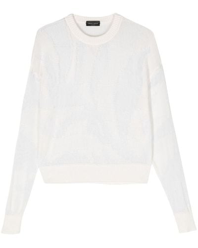 Roberto Collina Crew-neck Open-knit Sweater - White