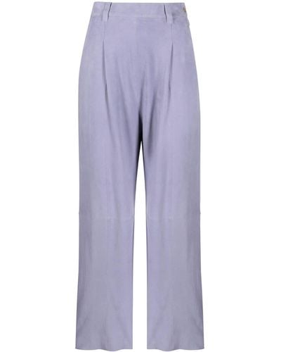 Forte Forte High-waisted Suede Trousers - Blue