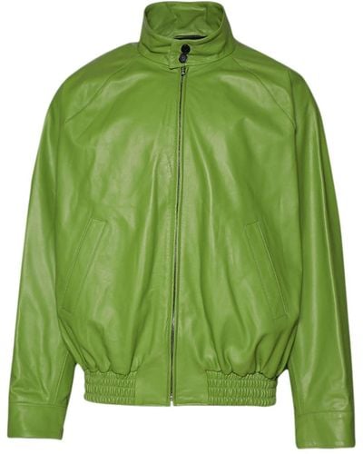 Marni Raglan-sleeve Leather Jacket - Green