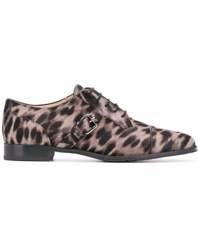 Tod's Leopard Print Oxford Shoes - Brown