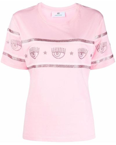 Chiara Ferragni グリッター ロゴ Tシャツ - ピンク