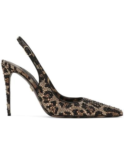 Dolce & Gabbana Zapatos de tacón de 105mm con estampado de leopardo - Metálico