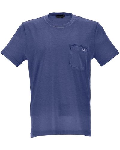 Fay T-shirt en coton à logo brodé - Bleu