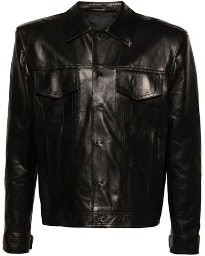 Salvatore Santoro Classic-collar Leather Jacket - Black