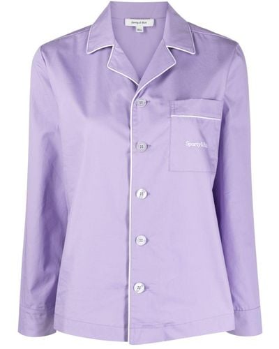 Sporty & Rich Haut de pyjama à poche poitrine - Violet