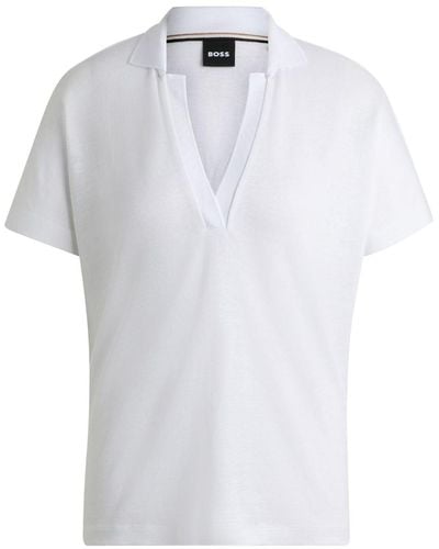 BOSS Poloshirt mit V-Ausschnitt - Weiß