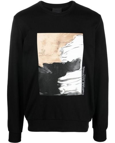 CoSTUME NATIONAL Graphic Print Cotton Sweatshirt - Black