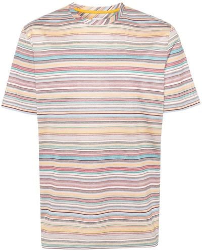 Paul Smith T-shirt en coton à rayures arc-en-ciel - Jaune