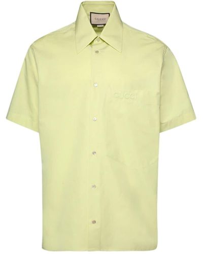 Gucci Logo-embroidered Cotton Shirt - Yellow