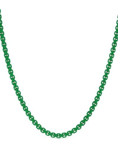David Yurman 14kt Yellow Gold And Stainless Steel Dy Bel Aire Box-chain Necklace - Green