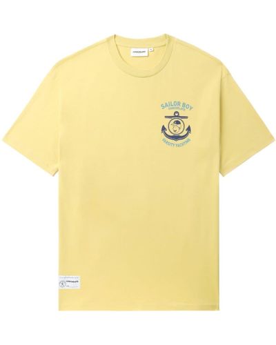 Chocoolate Anchor-print Cotton T-shirt - Yellow