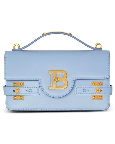 Balmain B-buzz 24 Leather Shoulder Bag - Blue