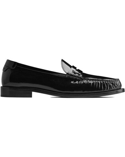 Saint Laurent Vern Patent-leather Penny Loafers - Black