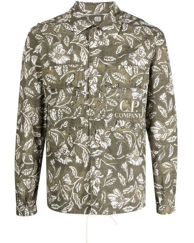 C.P. Company Floral-embroidered Shirt - Grey