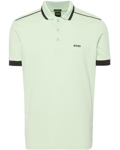 BOSS Logo-print Piqué Polo Shirt - Green