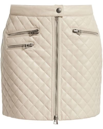 Tom Ford Diamond-quilted Leather Miniskirt - Natural