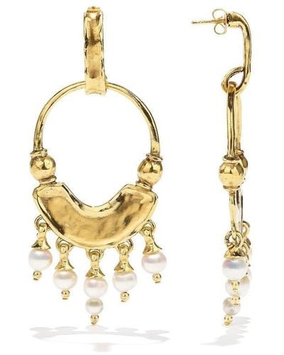 Goossens Pearl-detail pendant earrings - Metallizzato