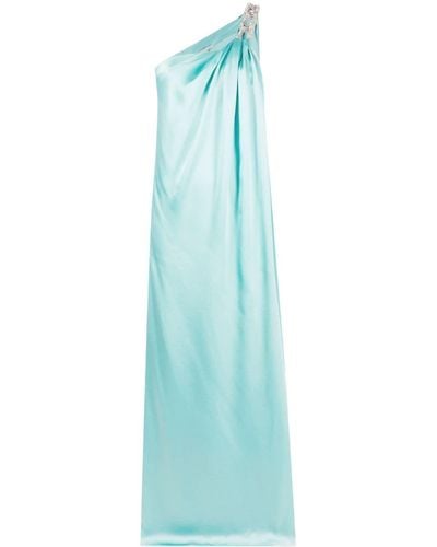 Stella McCartney Robe longue à design à une épaule - Bleu