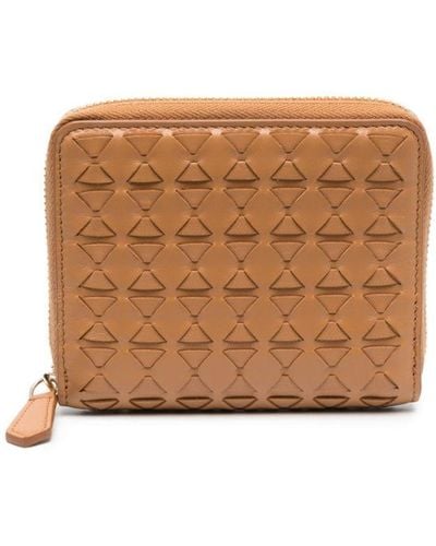 Serapian Mosaico-weaving Leather Wallet - Brown