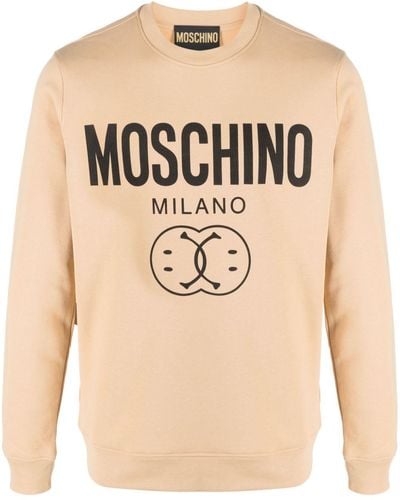 Moschino Logo-print Cotton Sweatshirt - Natural