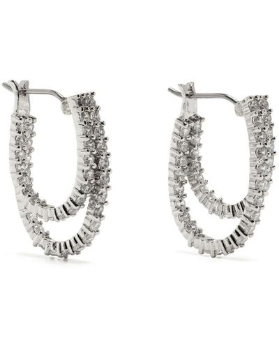 Kenneth Jay Lane Crystal-embellished Layered Hoop Earrings - White