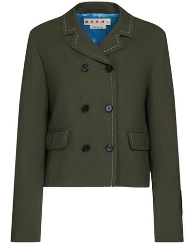 Marni Veste en laine à coutures contrastantes - Vert