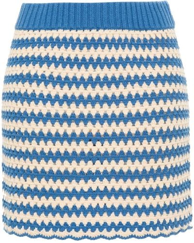 Semicouture Striped Knitted Mini Skirt - Blue