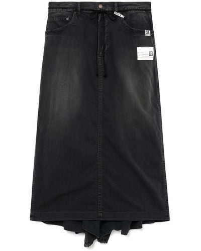 Maison Mihara Yasuhiro Logo-appliqué Denim Maxi Skirt - Black