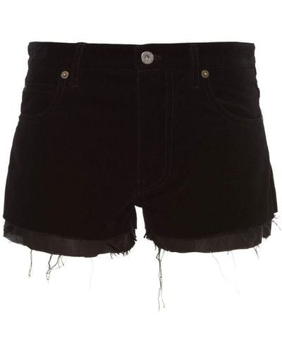 Miu Miu Logo-appliqué Velvet Shorts - Black