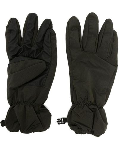 Stone Island Logo-print Crinkled Paneled Gloves - Black