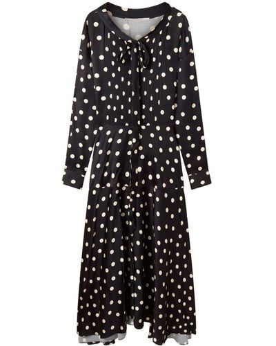 Stella McCartney Maxi-jurk Met Stippen En Verlaagde Schouders - Zwart