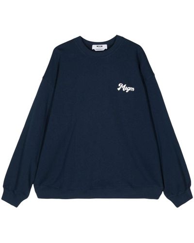MSGM Katoenen Sweater Met Logoprint - Blauw