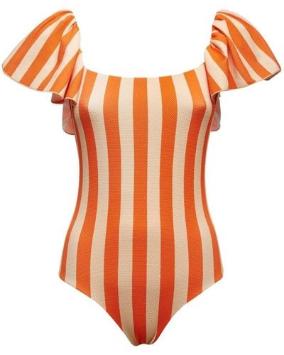 La DoubleJ Striped Scarlett Swimsuit - Orange