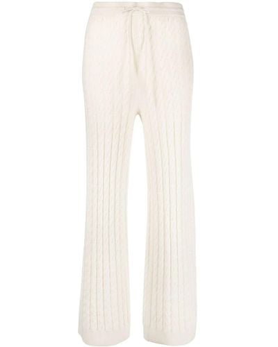 Totême Cable-knit Straight-leg Pants - White