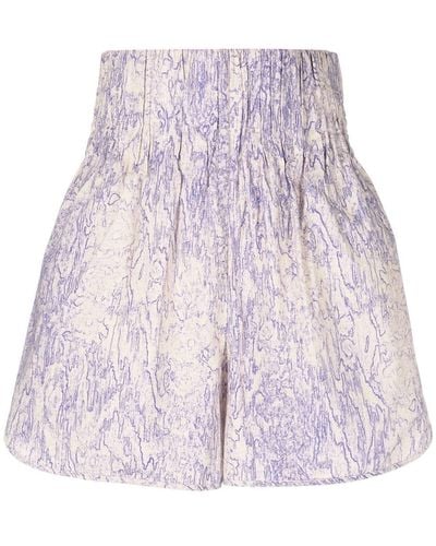 Remain Janice Pleated High-waisted Shorts - Purple