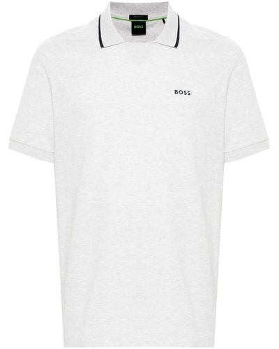 BOSS Poloshirt mit gummiertem Logo - Weiß