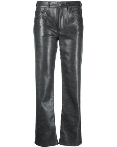 Agolde Sloane Mid-rise Straight-leg Leather Pants - Gray