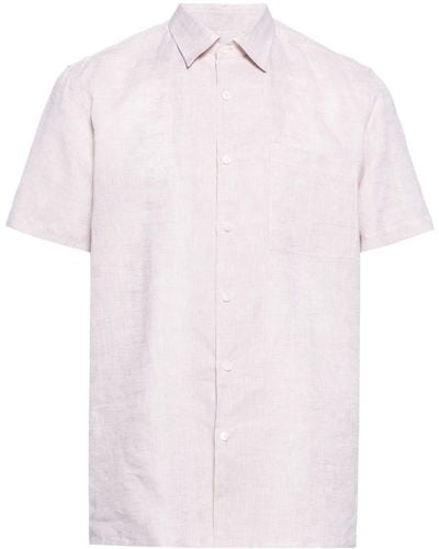 Canali Classic-collar Linen Shirt - Pink