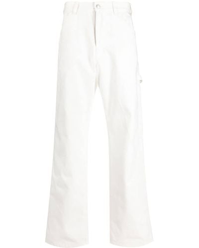Alexander McQueen Jean ample à logo brodé - Blanc