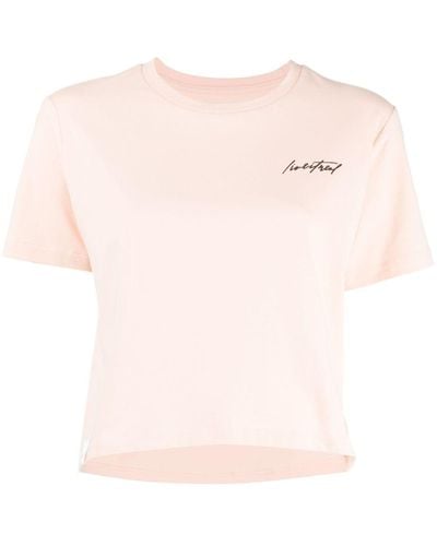 Izzue Logo-print Short-sleeve Crop Top - Pink